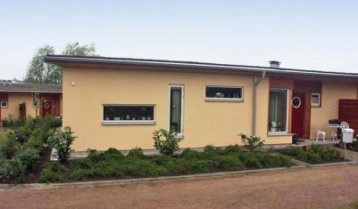 Envåningshus, entréfasad
